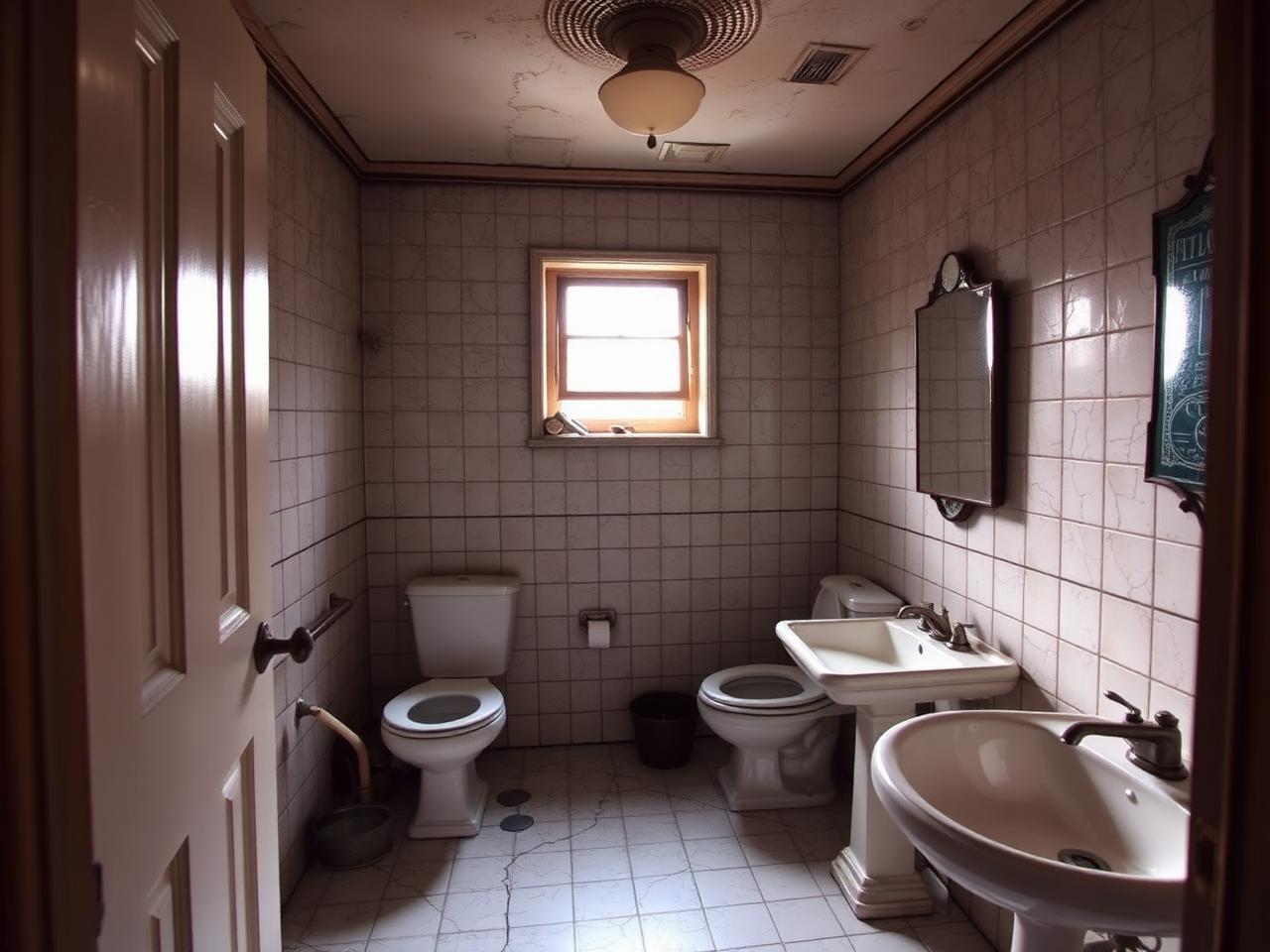 Old worn bathroom before renovation